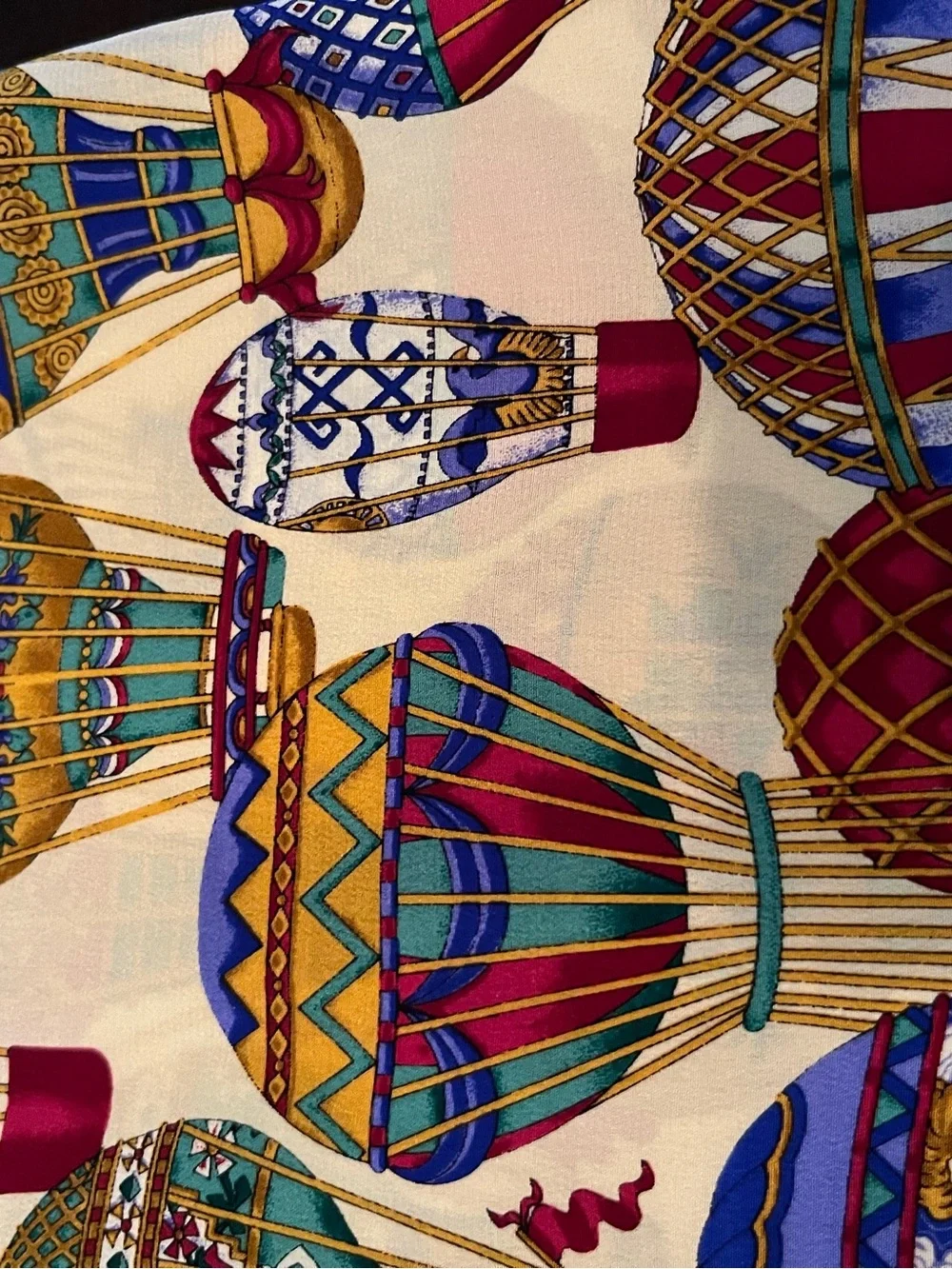 SILK Vintage Hot Air Balloon Scarf with Fringe